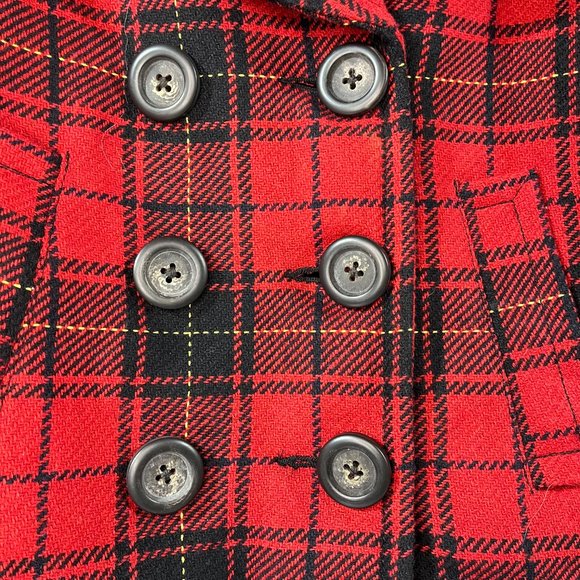 Women's Merona Buffalo Red & Black Plaid Coat / Jacket / Pea Coat, Size Medium - Picture 3 of 5